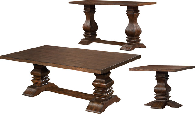Traditional Walnut Coffee End And Console Table 3 Piece Set Traditional Walnut Coffee End And Console Table 3 Piece Set
