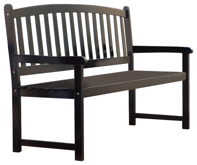 5 Ft Outdoor Curved Back Garden Bench With Armrest In Black Wood 5 Ft Outdoor Curved Back Garden Bench With Armrest In Black Wood Finish Transitional Benches By Hilton Furnitures