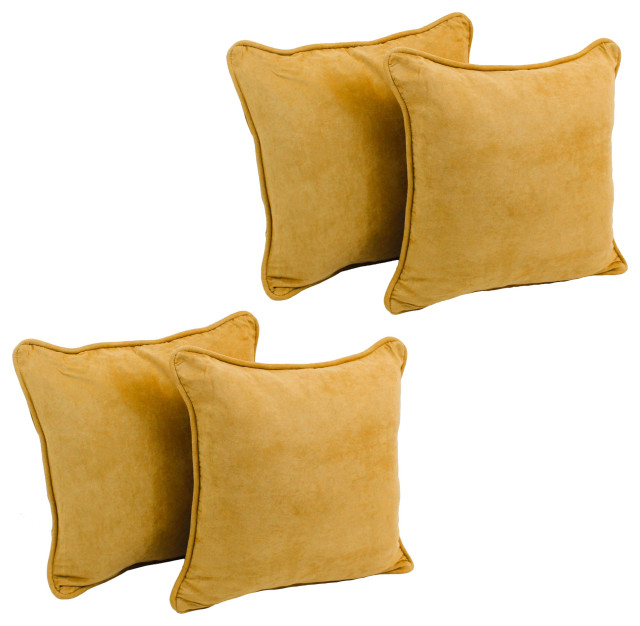18" DoubleCorded Solid Microsuede Square Throw Pillows, Set of 4