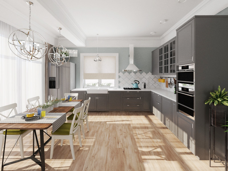 Дизайн гостиной и ванной комнаты в коттедже (Тополиная роща)