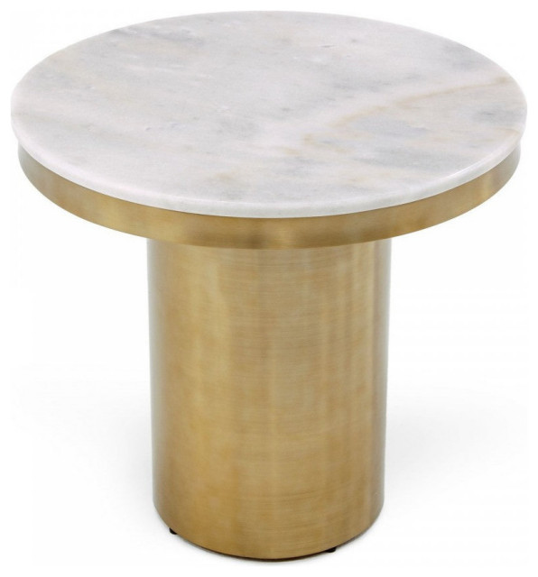 Piotr Glam White and Gold End Table Modern Coffee And Accent Tables