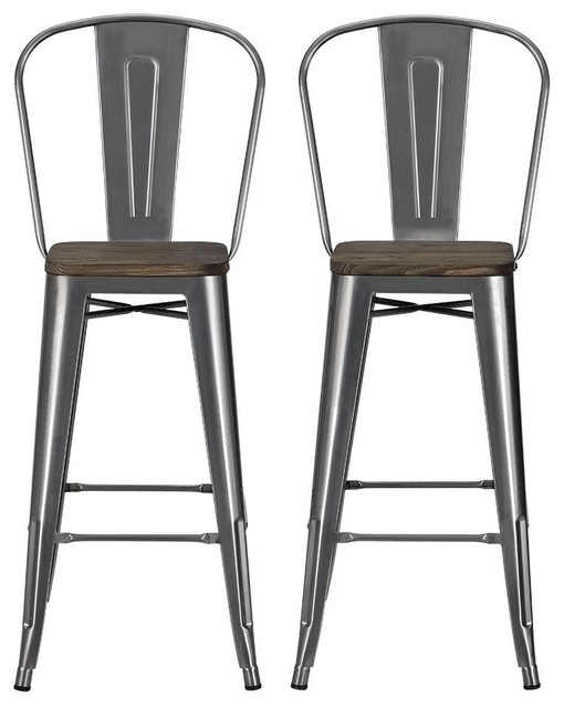 Atwater Living Metal Bar Stool, Antique Gunmetal, 30" Industrial