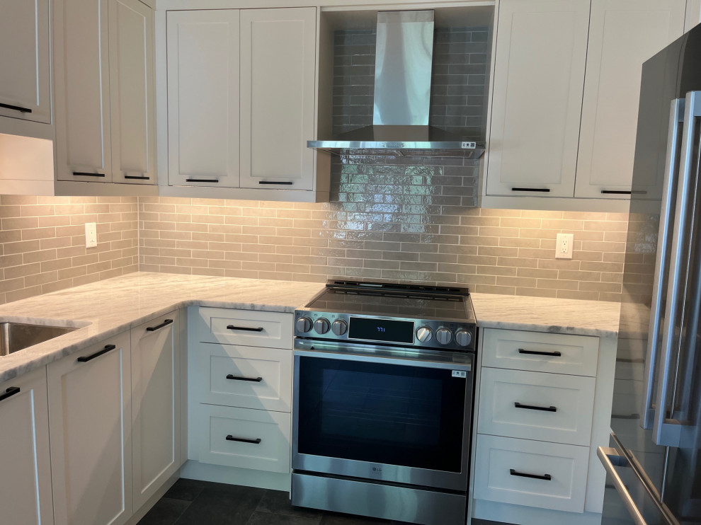 Beautiful HDF kitchen with granite countertop & waterfall
