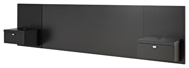 Series 9 Headboard with Nightstands - Black, King
