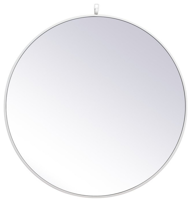 Elegant Decor MR4057BL Metal frame round mirror with decorative hook 32
