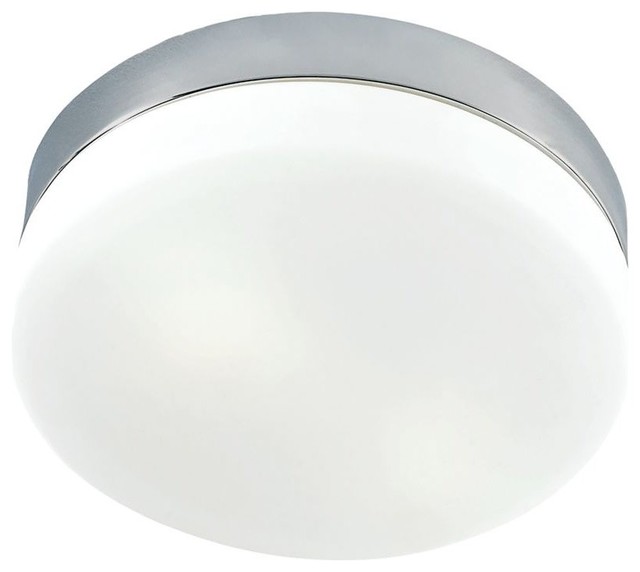 Disc Led Large Flushmount Frosted Glass In Satin Nickel