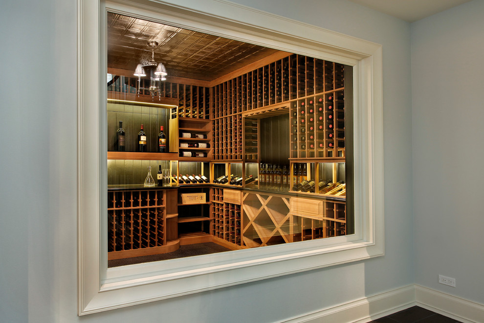 Inspiration for a transitional wine cellar in Chicago.