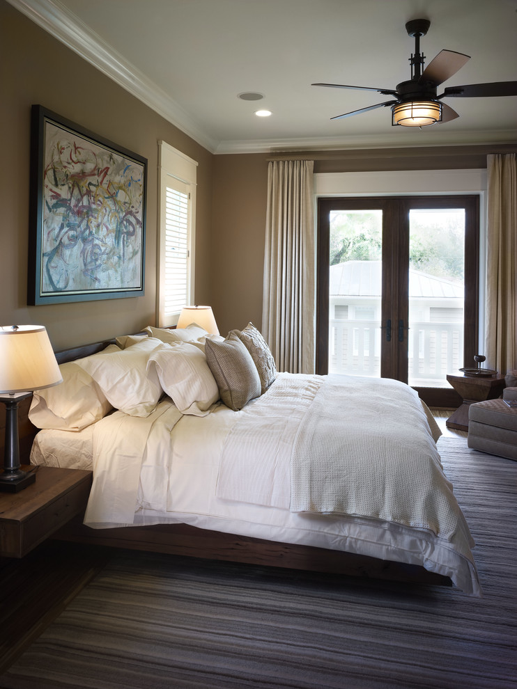 Bedroom - contemporary bedroom idea in Tampa with beige walls
