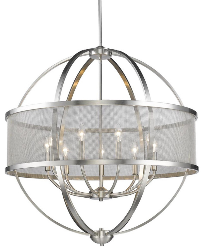 Golden Colson 9-LT Chandelier 3167-9 PW-PW, Pewter