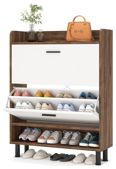Tribesigns Shoe Storage Cabinet With Flip Doors, Brown