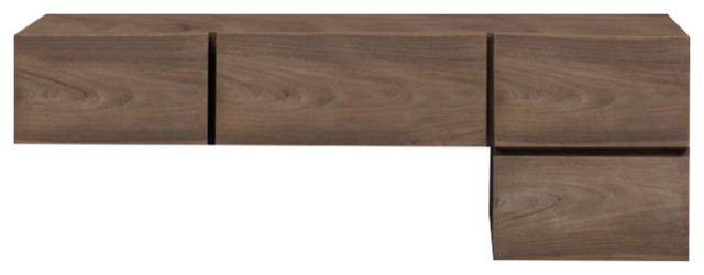 Teak Wall-Mounted Bathroom Vanity Unit, 145 cm