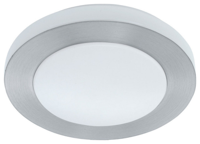 1x11W LED Ceiling Light With Brushed Aluminum Finish and White Plastic Glass