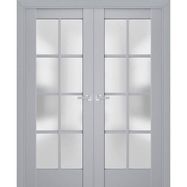 French Double Doors, Veregio 7412 Grey & Frosted Glass, 36