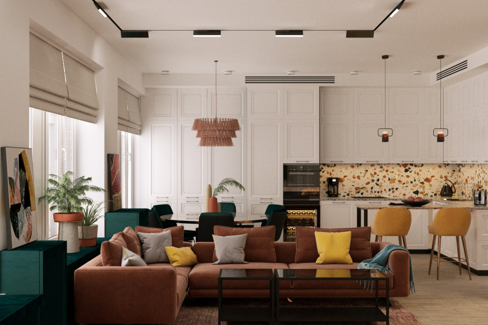 Кухня-гостиная ЖК Родной город проект "Солнечное конфетти"