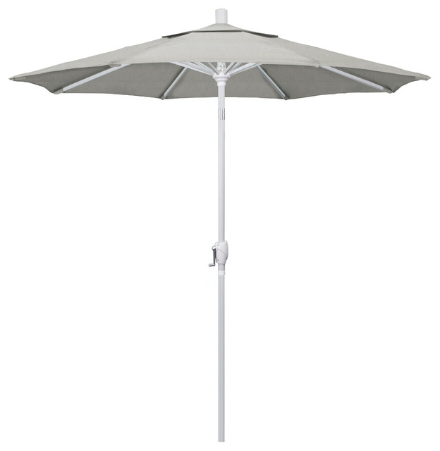 7.5' Aluminum Market Umbrella Push Tilt Matte White, Sunbrella, Granite