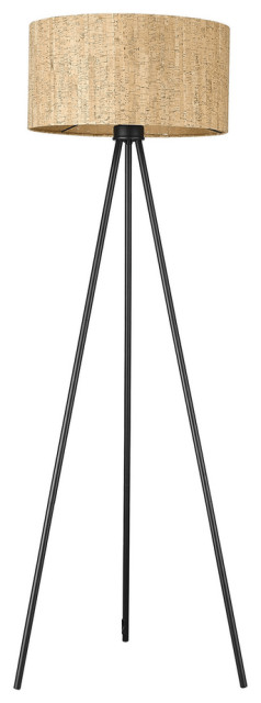 58" Matte Black Tripod Floor Lamp With Shade