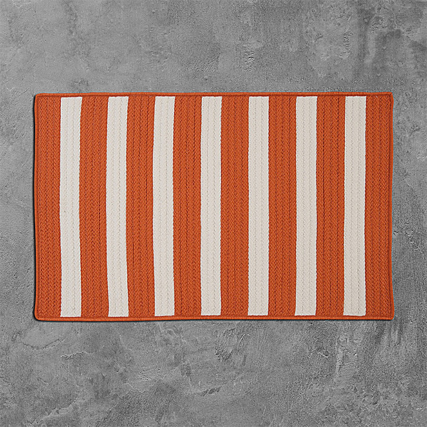 Stripe It Tangerine 2'x11', Runner Rectangle Rug, Braided