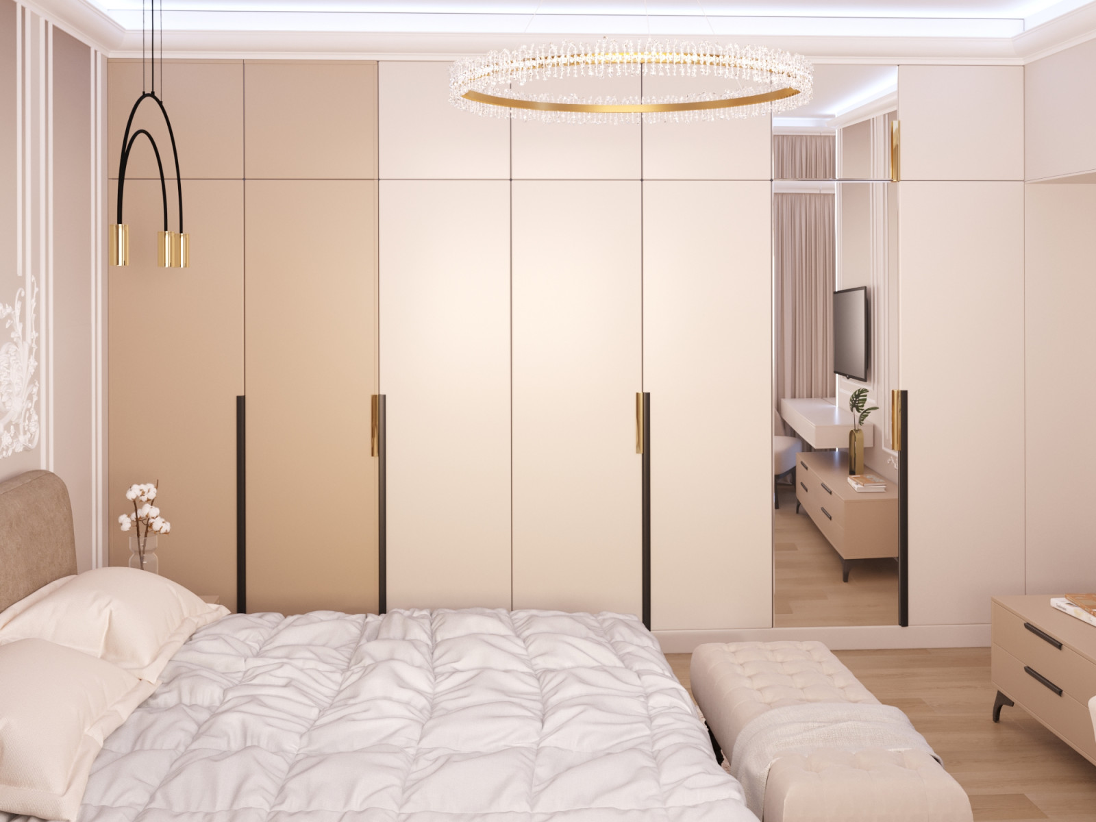 Спальня в стиле Одри Хепбёрн, неоклассика