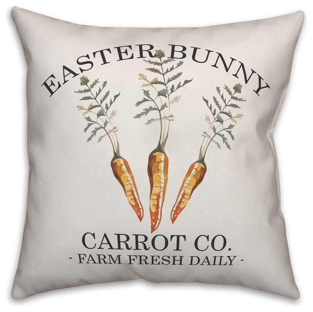 Easter Bunny Carrot Co 16x16 Throw Pillow