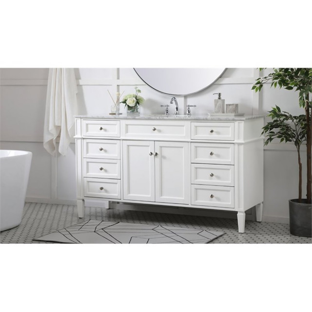 Elegant Decor Park Avenue 60" Metal MDF Marble Single Bathroom Vanity ...