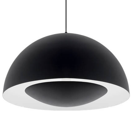 1 Light Pendant In Black With Dome Shade