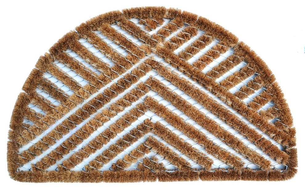 Imports Decor Coir And Metal Semi Circle Triangle Door Mat With Brown