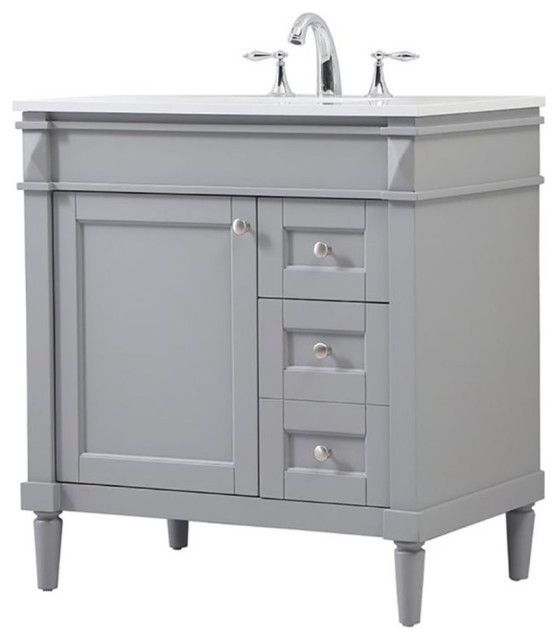 Elegant Decor Bennett 32" Aluminum MDF Single Bathroom Vanity in Gray