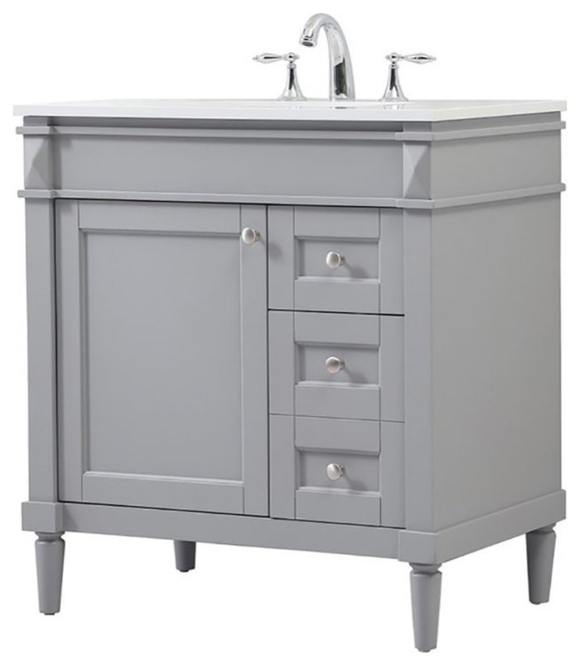 Elegant Decor Bennett 32" Aluminum MDF Single Bathroom Vanity in Gray