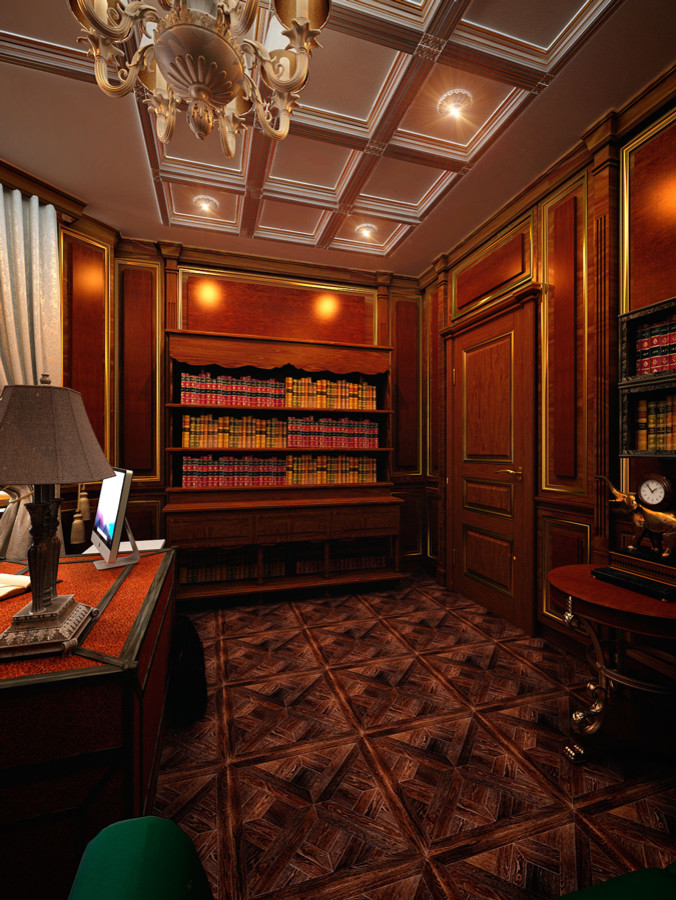 Изысканая классическая отделка спальни и кабинета в современной квартире в Екате