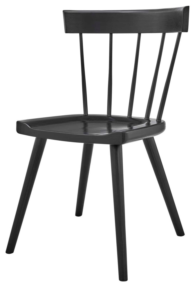Side Dining Chair, Black, Wood, Modern, Kitchen Bistro Restaurant