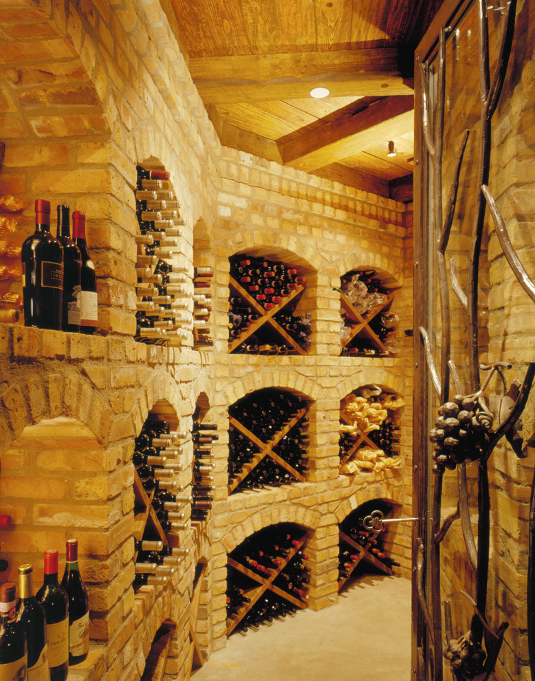 Photo of a rustic wine cellar in Denver.