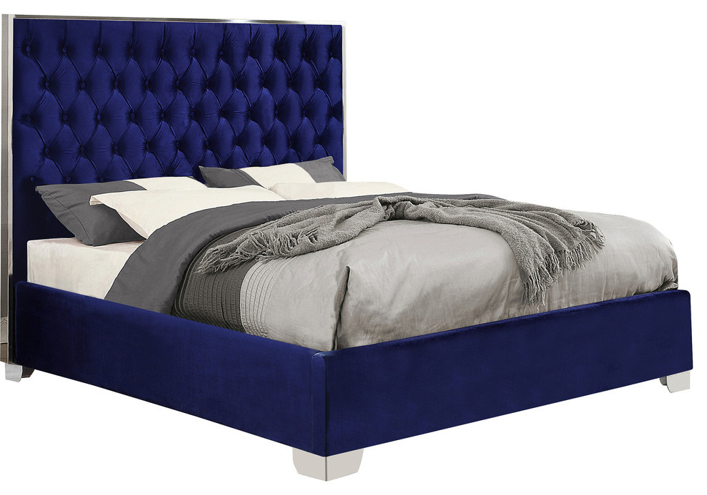 Lexi Velvet Bed, Navy, King