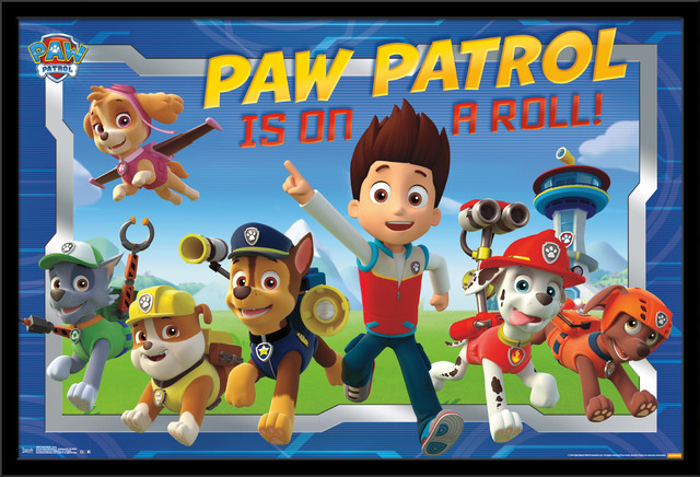 Paw Patrol Crew Poster, Black Framed Version