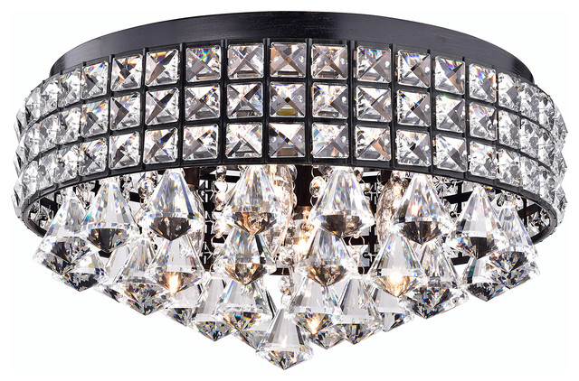 4 Light Antique Black Crystal Drum Shade Flush Mount Ceiling 4 Light Antique Black Crystal Drum Shade Flush Mount Ceiling Chandelier