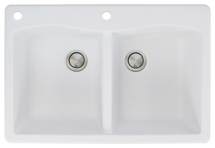 33-in x 22-in Drop-in Aversa Granite Kitchen Sink in White