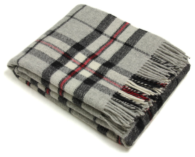 Bronte Throw Blanket, Tartan Throw, Pure New Wool, Gray Thompson