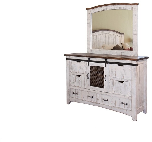 Anton Distressed Sliding Barn Door Dresser With Mirror Farmhouse Anton Distressed Sliding Barn Door Dresser With Mirror Farmhouse Dressers By Burleson Home Furnishings