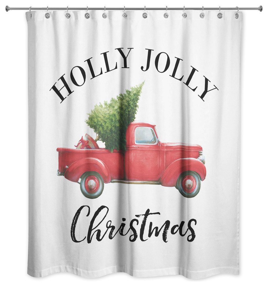 Vintage Christmas Truck 71x74 Shower Curtain Contemporary Shower Curtains By Designs Direct