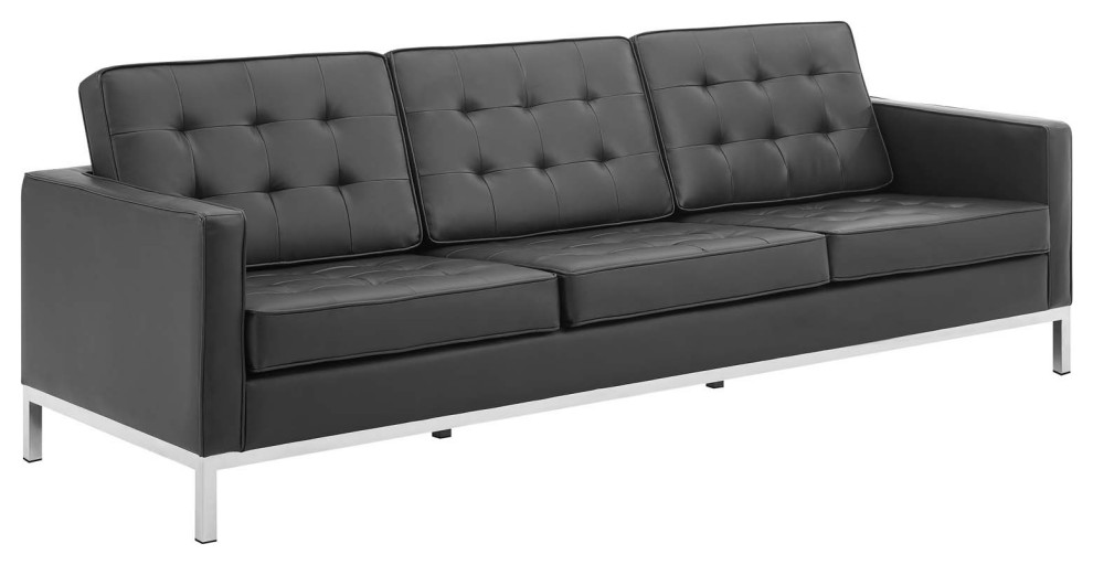 Modway Loft Tufted Upholstered Faux Leather sofa Contemporary Sofas