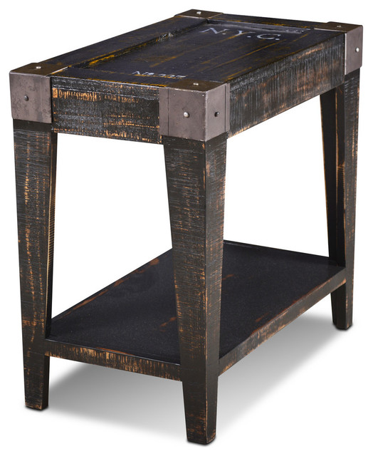 Industrial Reclaimed Wood Side Table 