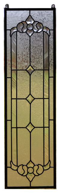 10" X 36" STUNNING Handcrafted All Clear Stained Glass Beveled Window Panel for sale online 