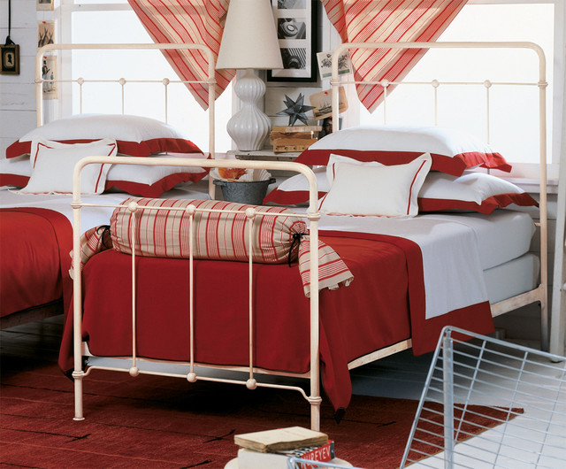 Cottage Iron Bed Antique White Traditional Bedroom New York by