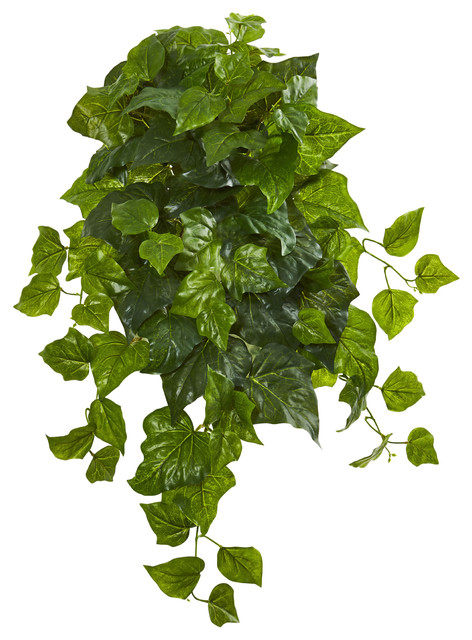 28" Deluxe London Ivy Hanging Bush Artificial Plant, Set of 3, Real Touch