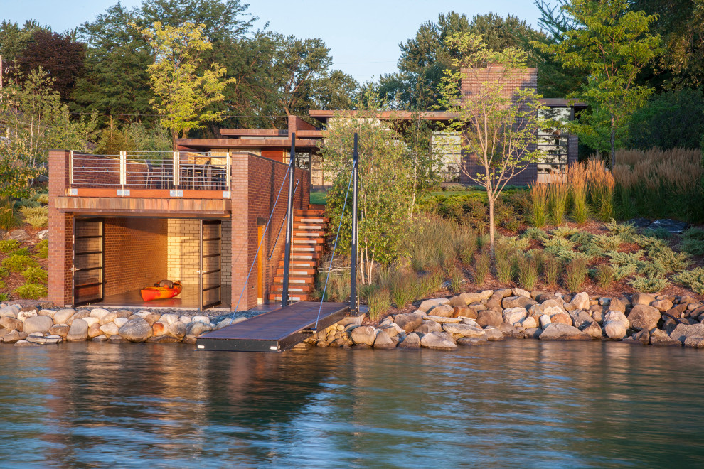 This is an example of a large modern boathouse in Milwaukee.