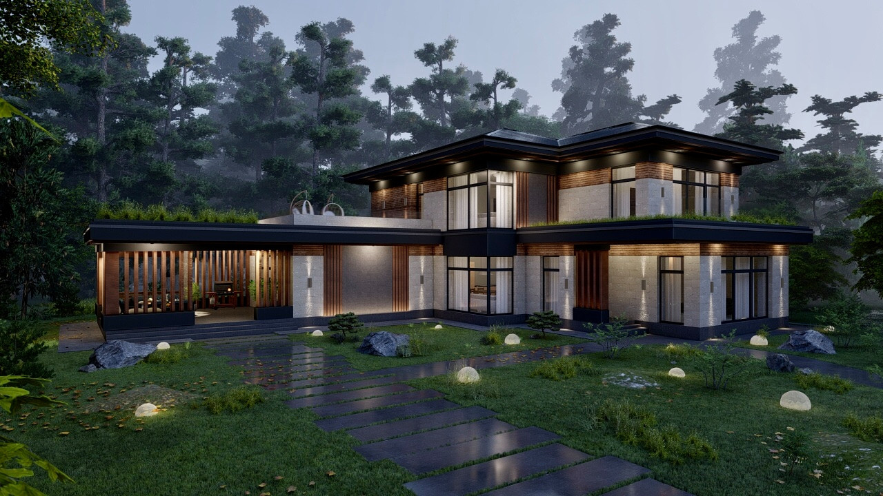 Проект загородного дома с банным комплексом