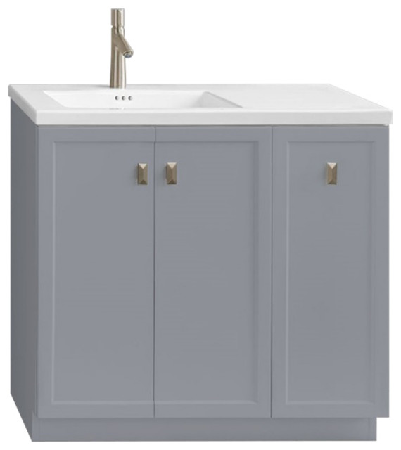 Ronbow 36 Aravo Solutions Vanity With Toe Kick Empire Gray Transitional Bathroom Vanities And Sink Consoles By Corp Houzz - 60 Inch Bathroom Vanity Double Sink With Toe Kick