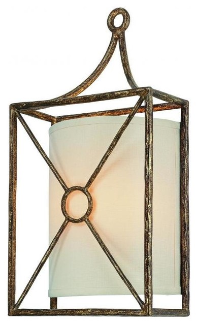 Maidstone Wall Sconce Bronze Leaf Finish Beige Linen Hardback Maidstone Wall Sconce Bronze Leaf