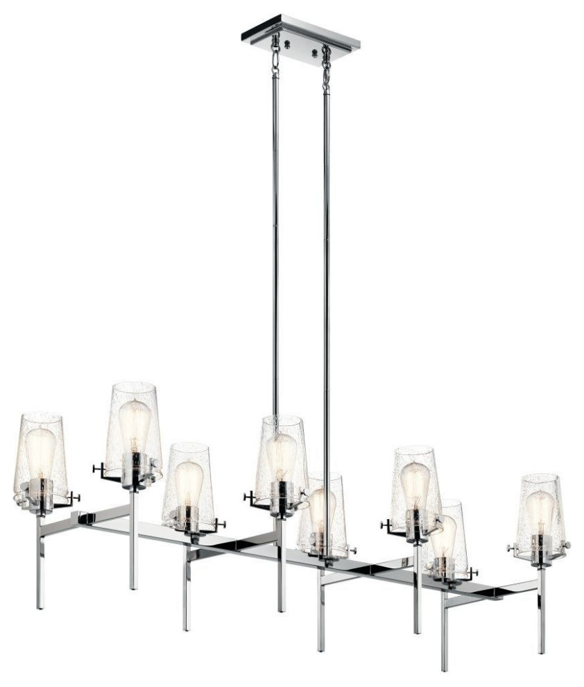 8 Light Modern Industrial Minimalist Kitchen Island Light Fixture Clear Seeded Industrial