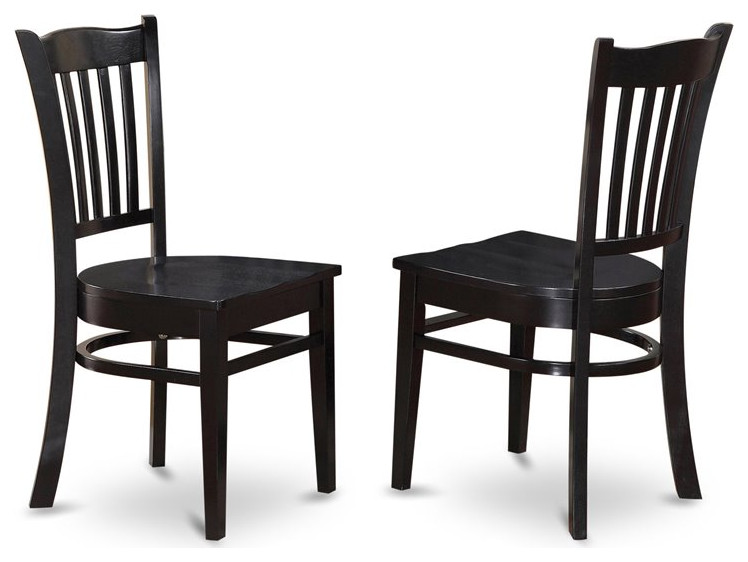 East West Furniture Groton 11" Wood Dining Chairs in Black (Set of 2