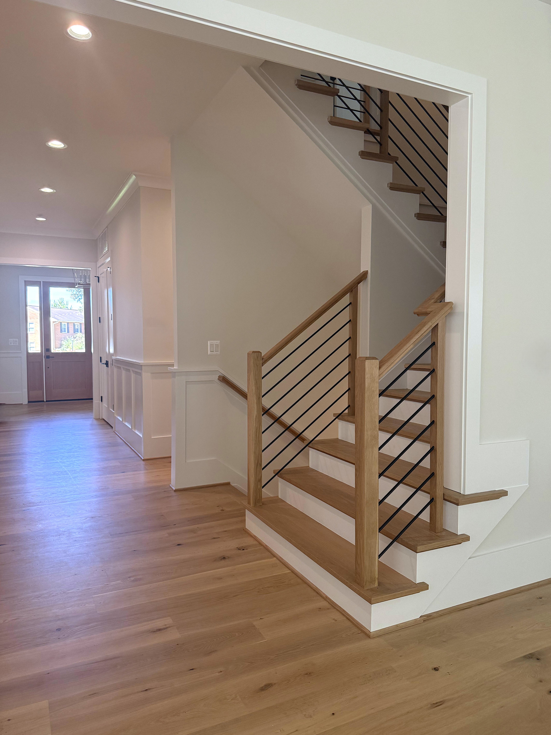 140_Modern White Oak Stair with Horizontal Bar Rail, Falls Church, VA 22043